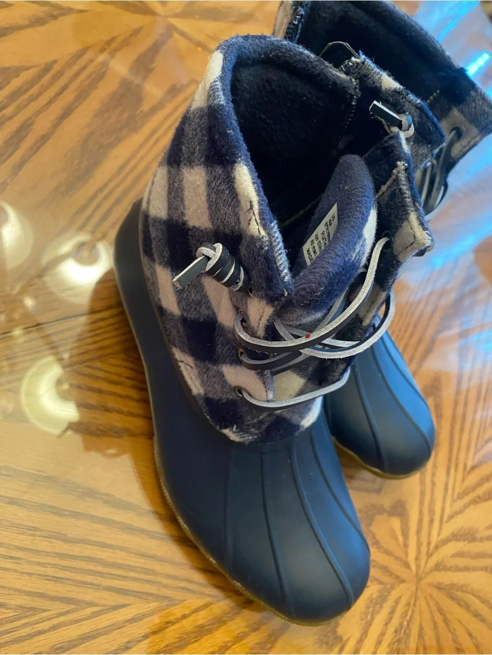 Sperry Kids Navy and Cream Plaid Insulated Snow Boots